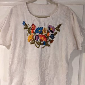 Handmade linen embroidered top